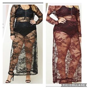 NEW•1X-2X•Zen Bohemian Cabernet Boho Chic Lace Maxi Dress